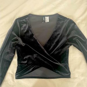 Black velvet crop top